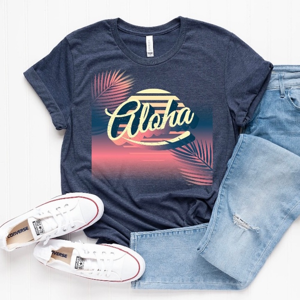 Unisex Aloha Summer 100% Cotton Bella
Canvas Short Sleeves Tee Shirts